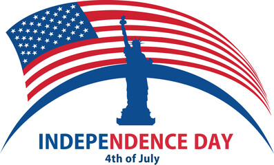 American flag waving with statue of liberty illustration © VectorQo