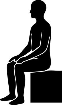 Man Sitting in Side View Silhouette, Human Body Posture and Calm Seated Position Concept