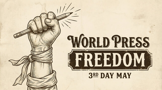 World Press Freedom Day - Fist Holding Pencil, Independence, Journalism Concept
