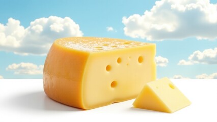 A piece of cheese sitting on a table