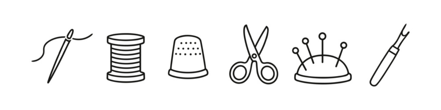Collection of sewing tools and notions for crafting and tailoring projects