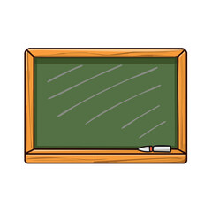 Fototapeta premium Classic green chalkboard with wooden frame and chalk piece