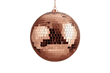 Obraz premium Rose gold disco ball for party and celebration themes, reflecting light, with a transparent background