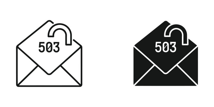 Contrast between unlocked and locked envelope icons with the number 503