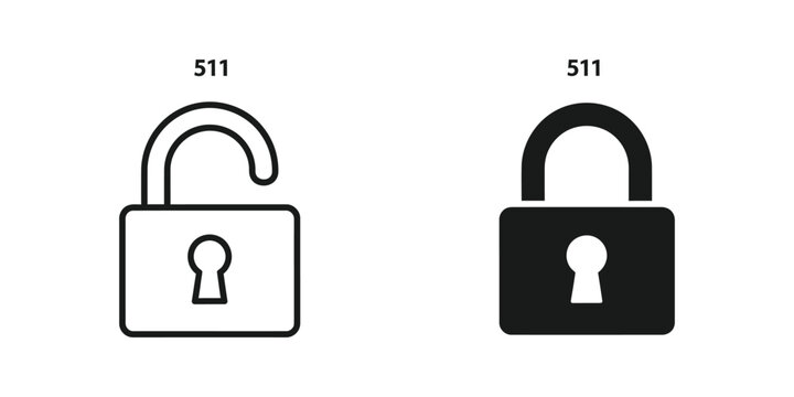 Comparison of open and closed padlock icons with the number 511 above each.