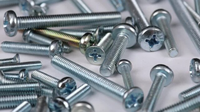 Metal screws of different lengths for equipment installation. 
