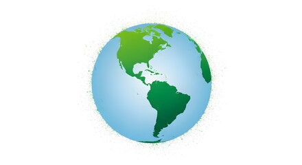 Fototapeta premium A green and blue globe with the americas in view