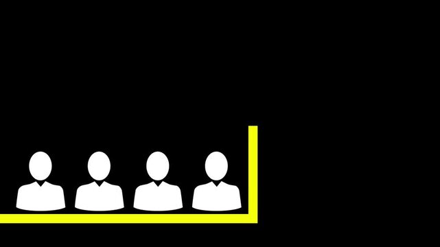 White Leader Boss Standing Above Red Team Group Management Hierarchy Concept Black Background Icon