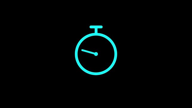 Stopwatch timer icon animation with ticking clock motion. Minimal stopwatch time indicator for countdown and timing control. Clean timer and clock animation for media and interface use.4k animation