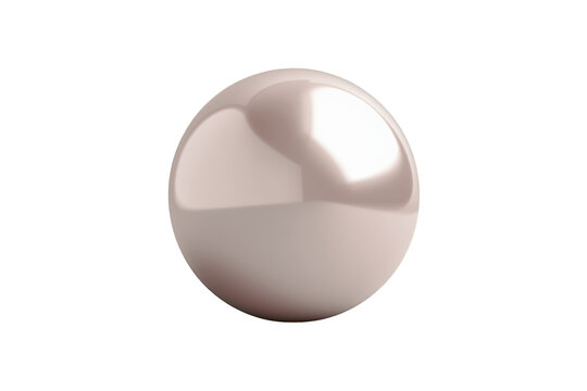 Beige pearl sphere creating a reflective surface and smooth texture, an elegant abstract bead. Transparent background