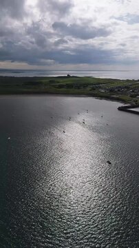 Aerial view of Classiebawn Castle on County Sligo, Ireland