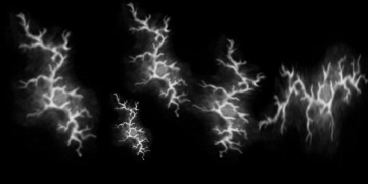 An abstract flash of blue light. fire energy explodes against a black background with burning fractal smoke and hot motion flames