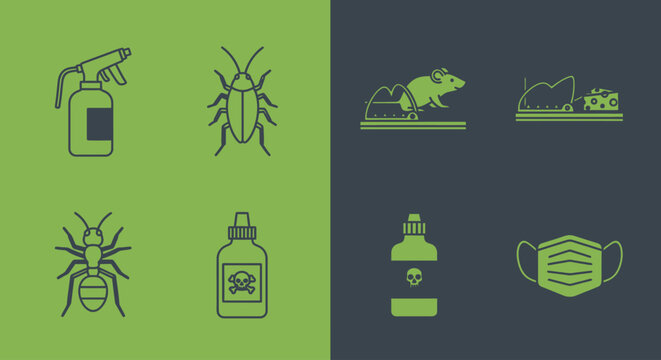 Set of Icons Representing Pest Control Measures.