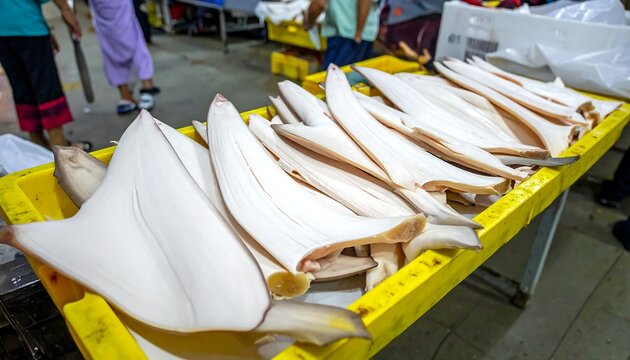 Freshly Prepared Fish Fillets Displayed on a Yellow Market Table.