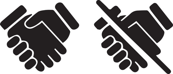 Obraz premium handshake icon set – flat vector agreement and no deal symbols in solid black for business partnership, negotiation and contract design