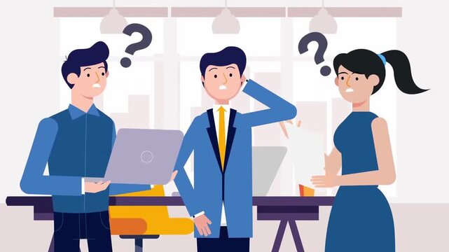 Business team discussing project with laptop and documents, collaboration and teamwork concept