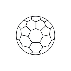 Fototapeta premium Minimalistic soccer ball illustration with pentagon and hexagon panels on white background.
