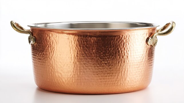 Hammered Copper Pot with Brass Handles