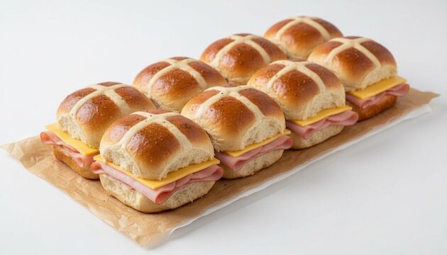 Hot Cross Bun Sandwiches with Ham and Cheese
