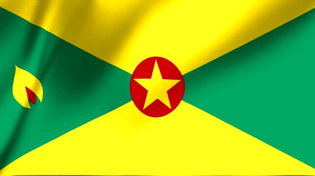 Flag of Grenada waving with yellow green and red colors symbolizing the countrys culture and identity  national pride