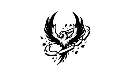 Obraz premium Soaring phoenix graphic illustration on white background symbolizing rebirth