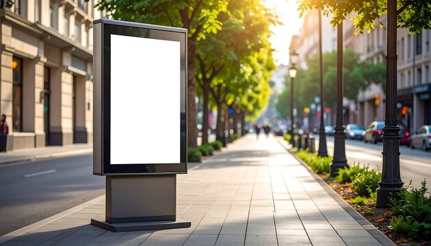 Blank advertising billboard on a city street, ready for your message.