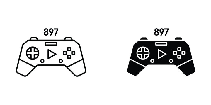 Two different style depictions of a gaming controller labeled with the number 897