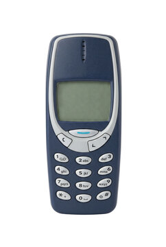 Vintage mobile phone isolated. Retro technology concept.