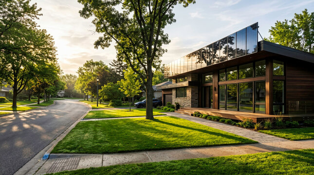Luxury Modern House Featuring Sustainable Integrated Solar Roofing