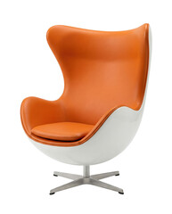Orange modern swivel chair 3d render isolated. Designer furniture mockup. © PNG Lab