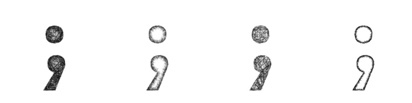 Sketch semicolon font design set