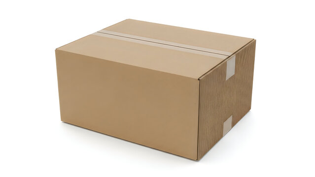 Large cardboard box positioned on a plain surface ready for shipping or storage
