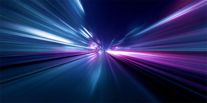 Abstract blue motion background featuring glowing laser rays and a bright star burst pattern with high speed energy light in space