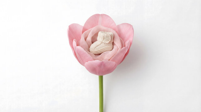 Pink tulip nurturing knit baby bootie