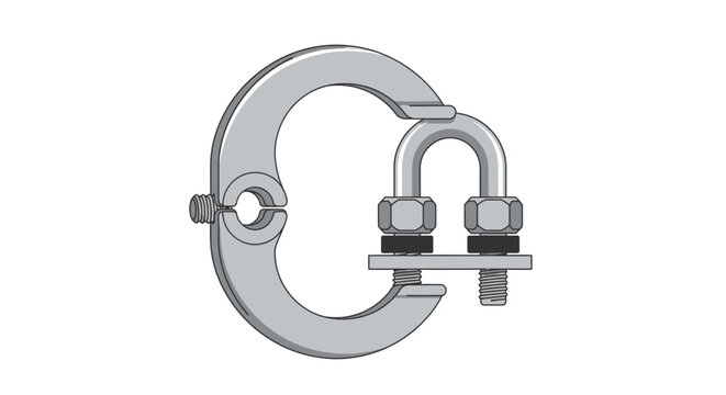 Metal Pipe Clamp with Bolts and Nut.