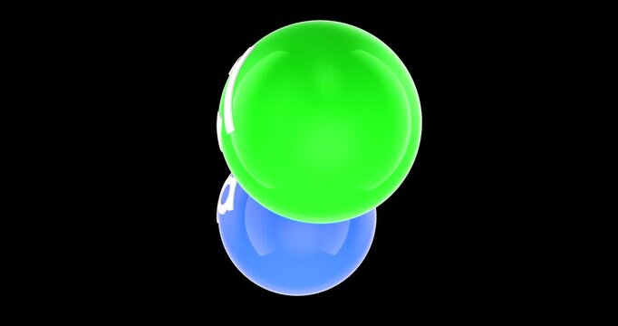 Sodium chloride molecule, rotation animation seamlessly loopable. 3D rendering isolated on transparent background