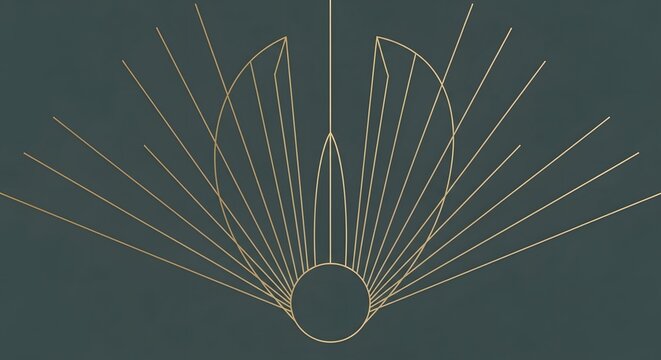Elegant Golden Fan Light Sculpture Against Dark Wall