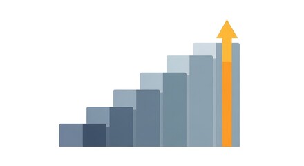 Fototapeta premium Ascending Bar Chart with Orange Upward Arrow