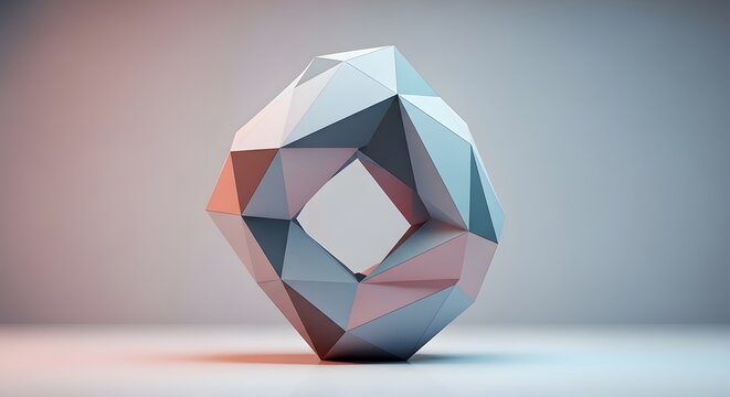 Geometric Diamond Ring Shape Made of Faceted Polygons