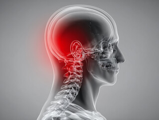 Obraz premium 3D medical illustration of head and neck pain in side view