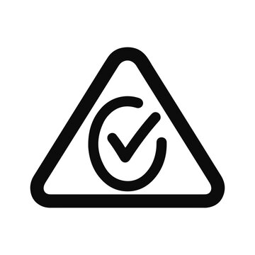 Approval Check Mark Triangle Warning Icon Black Outline Safety Vector Symbol