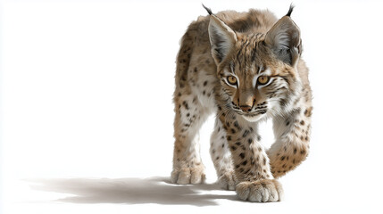Obraz premium Lynx walking on white background