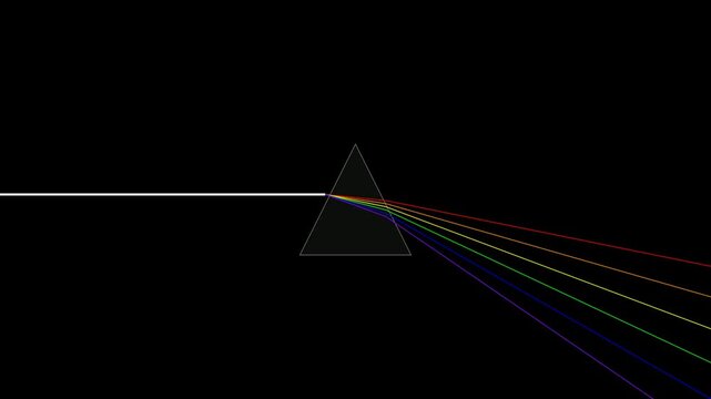Light Refraction through Prism: Classic Spectrum on Dark Background