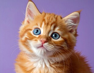 Naklejka premium Adorable Orange Tabby Kitten with Striking Blue Eyes.