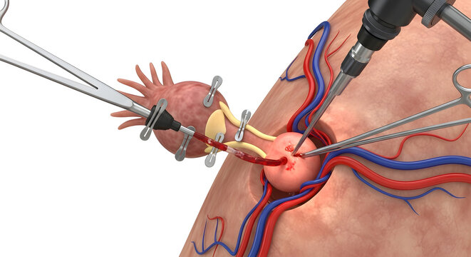 Surgical procedure involving kidney transplant and vascular connection
