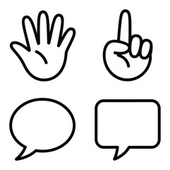 Fototapeta premium Set of Hand Gestures and Speech Bubbles