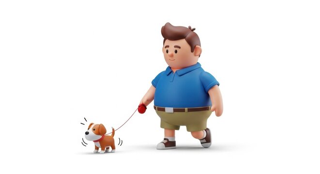 Man Walking Dog on Leash