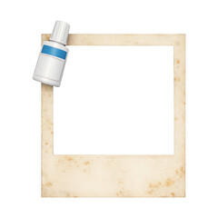 Fototapeta premium PNG Vintage photo frame with bottle