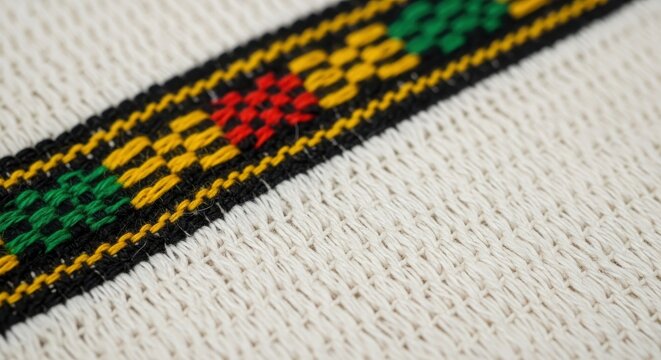 Macro Shot of Traditional Ethiopian Handwoven Cotton Tibeb Fabric