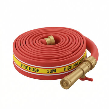 Tuyau d&rsquo;incendie rouge enroul&eacute; avec buse pour intervention de secours